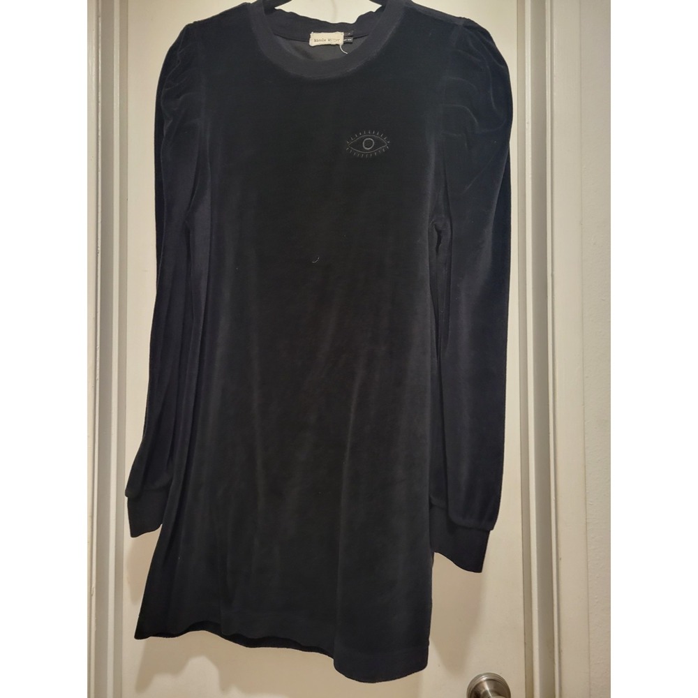 Vintage Nicole Miller Black Velvet Witchy Eye Embroidered Whimsigoth Mini Dress